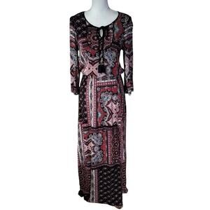 Fleur Bleue Size S Maxi Dress Floral Boho Print Bohemian Indie